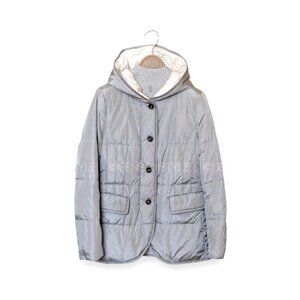 Brunello Cucinelli Jacket Silver Gray Down Monili Trim Hood Puffer Size 42 M 6
